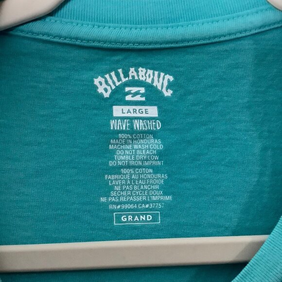 Billabong Team Wave Tee T-Shirt Men Large Aqua Blue 100% Cotton Surfer Beach - Picture 6 of 9